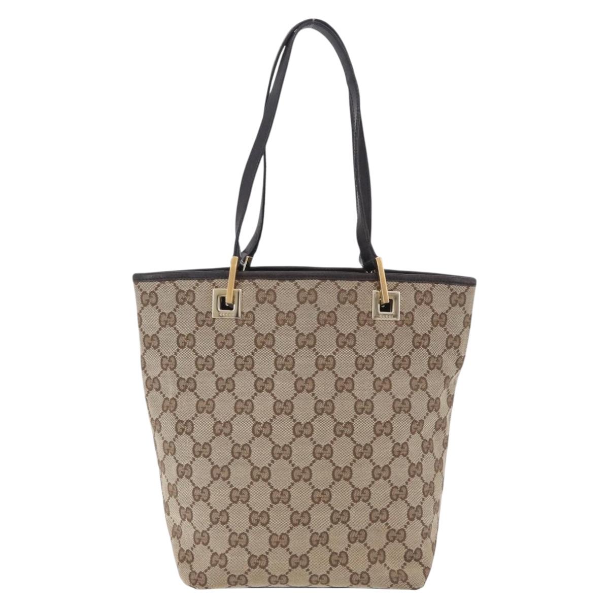 GUCCI GG Canvas Tote Bag Beige Gold 002 1099 Auth 200057