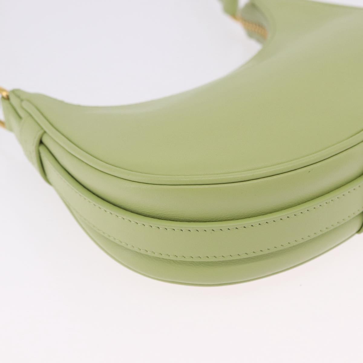 CELINE Hand Pouch Mini Ava Hand Bag Leather Green Gold Auth 200058M