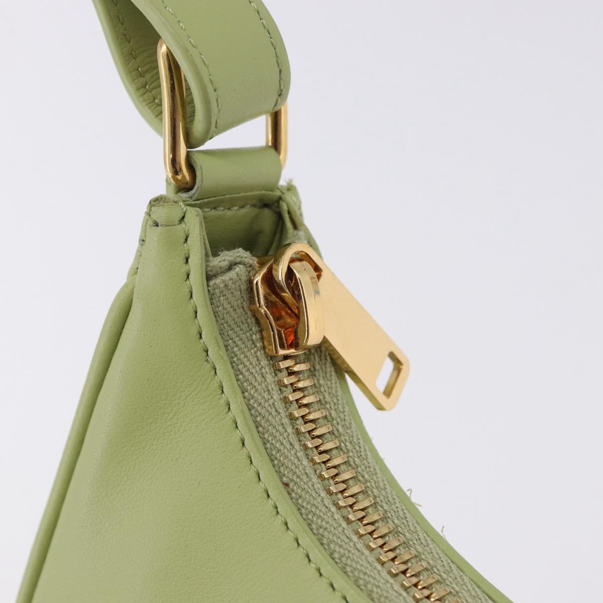 CELINE Hand Pouch Mini Ava Hand Bag Leather Green Gold Auth 200058M