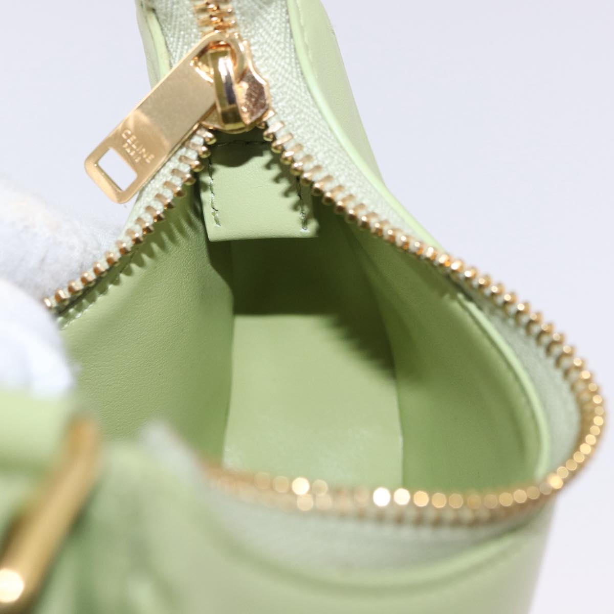 CELINE Hand Pouch Mini Ava Hand Bag Leather Green Gold Auth 200058M