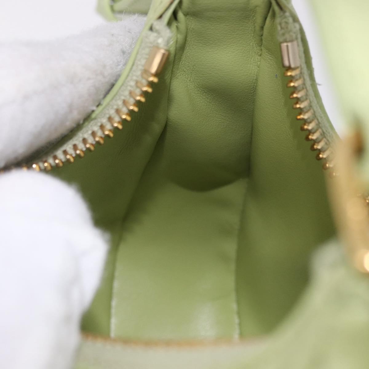 CELINE Hand Pouch Mini Ava Hand Bag Leather Green Gold Auth 200058M