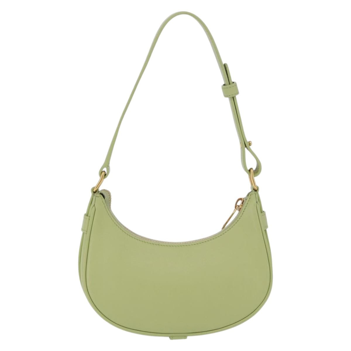 CELINE Hand Pouch Mini Ava Hand Bag Leather Green Gold Auth 200058M
