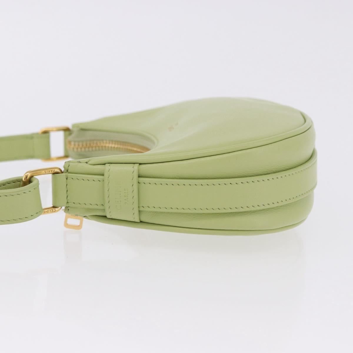CELINE Hand Pouch Mini Ava Hand Bag Leather Green Gold Auth 200058M