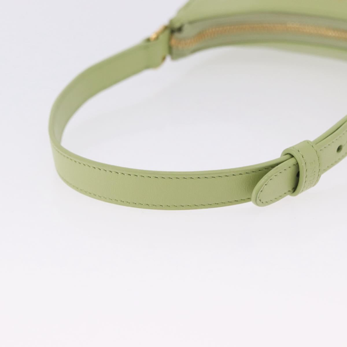 CELINE Hand Pouch Mini Ava Hand Bag Leather Green Gold Auth 200058M