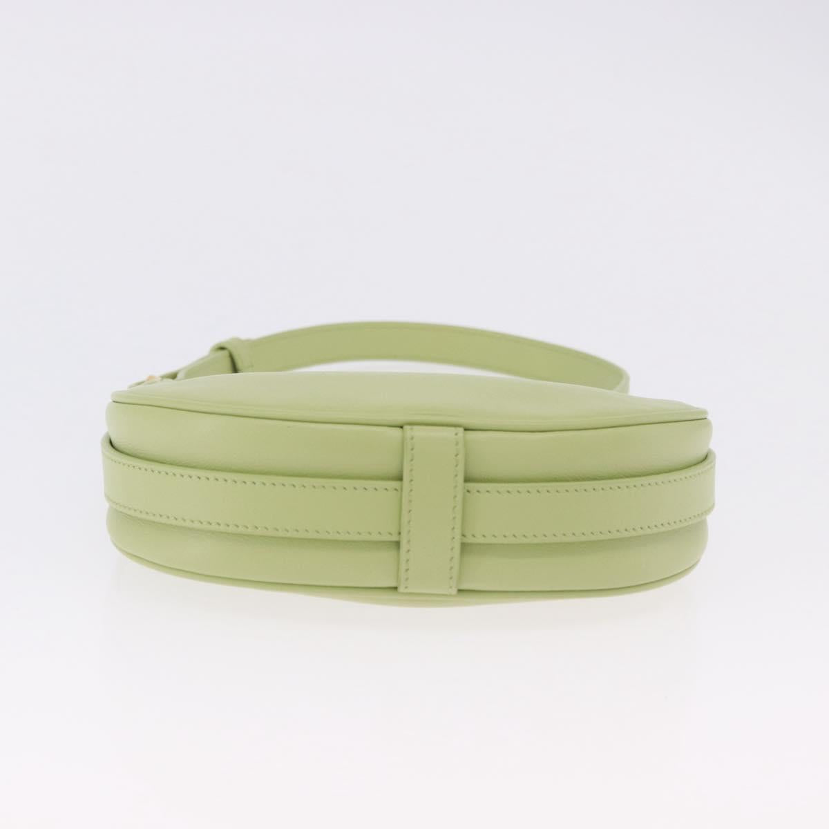 CELINE Hand Pouch Mini Ava Hand Bag Leather Green Gold Auth 200058M