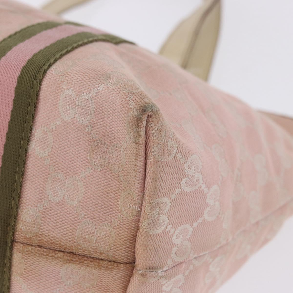 GUCCI GG Canvas Sherry Line Tote Bag Pink Gold 137396 Auth 200059