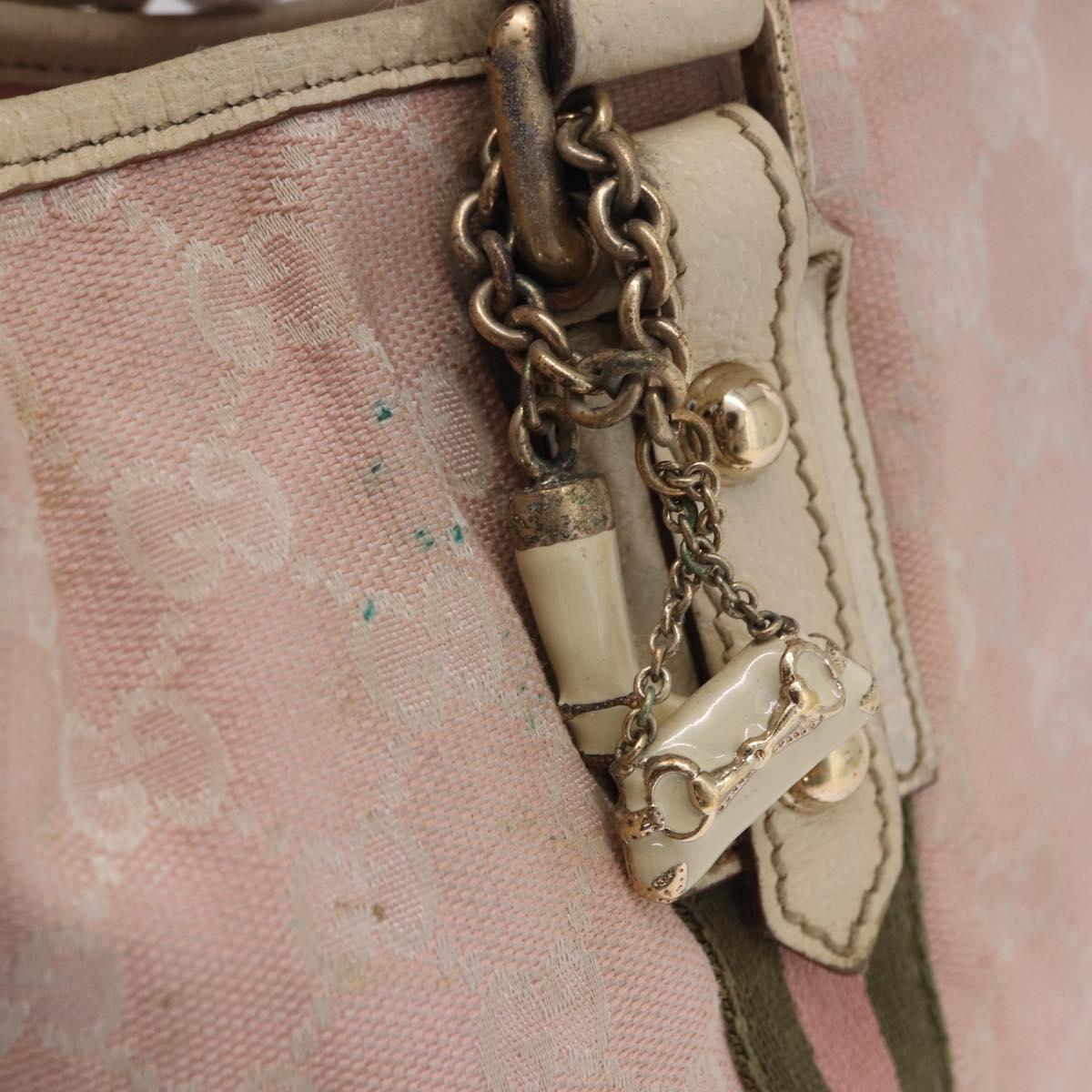 GUCCI GG Canvas Sherry Line Tote Bag Pink Gold 137396 Auth 200059