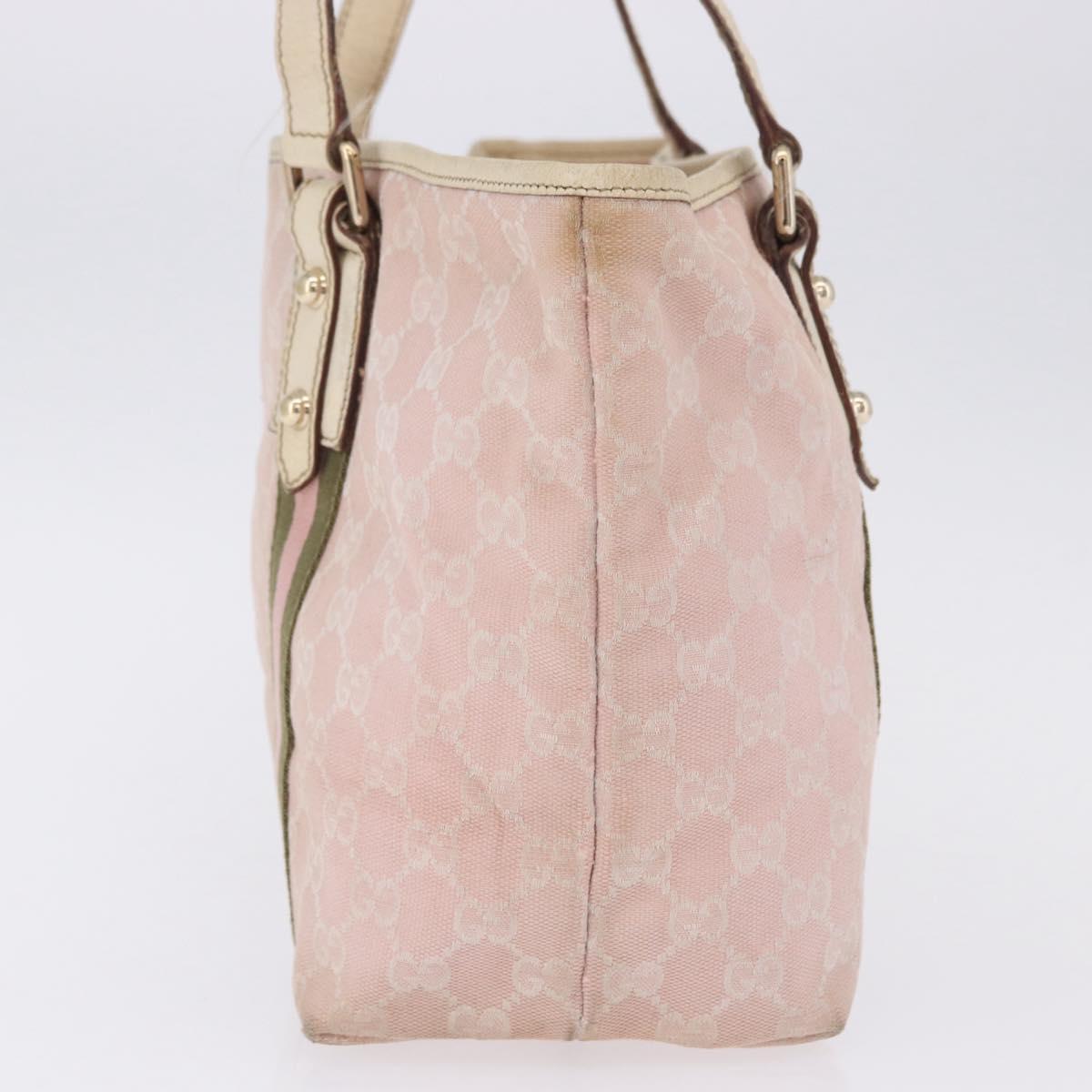 GUCCI GG Canvas Sherry Line Tote Bag Pink Gold 137396 Auth 200059