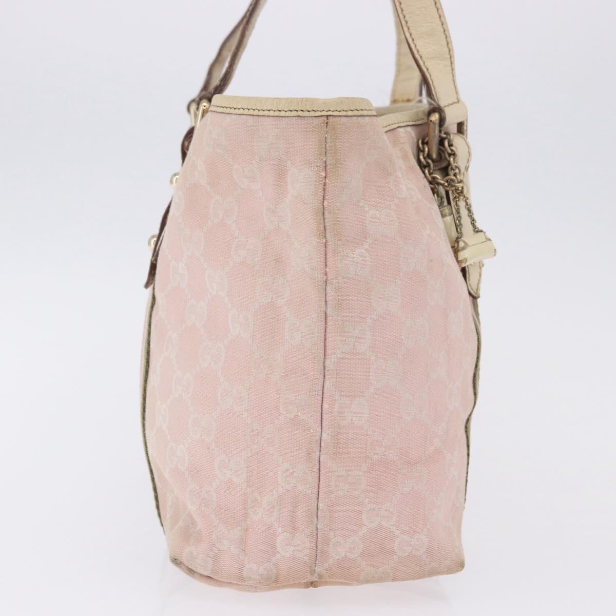 GUCCI GG Canvas Sherry Line Tote Bag Pink Gold 137396 Auth 200059