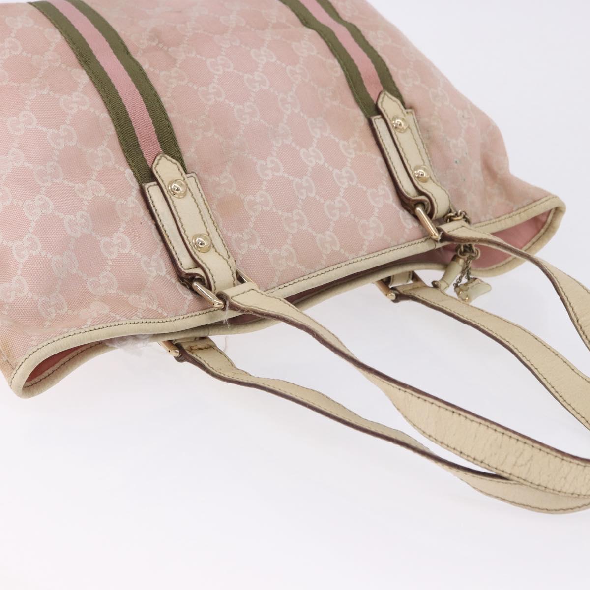 GUCCI GG Canvas Sherry Line Tote Bag Pink Gold 137396 Auth 200059