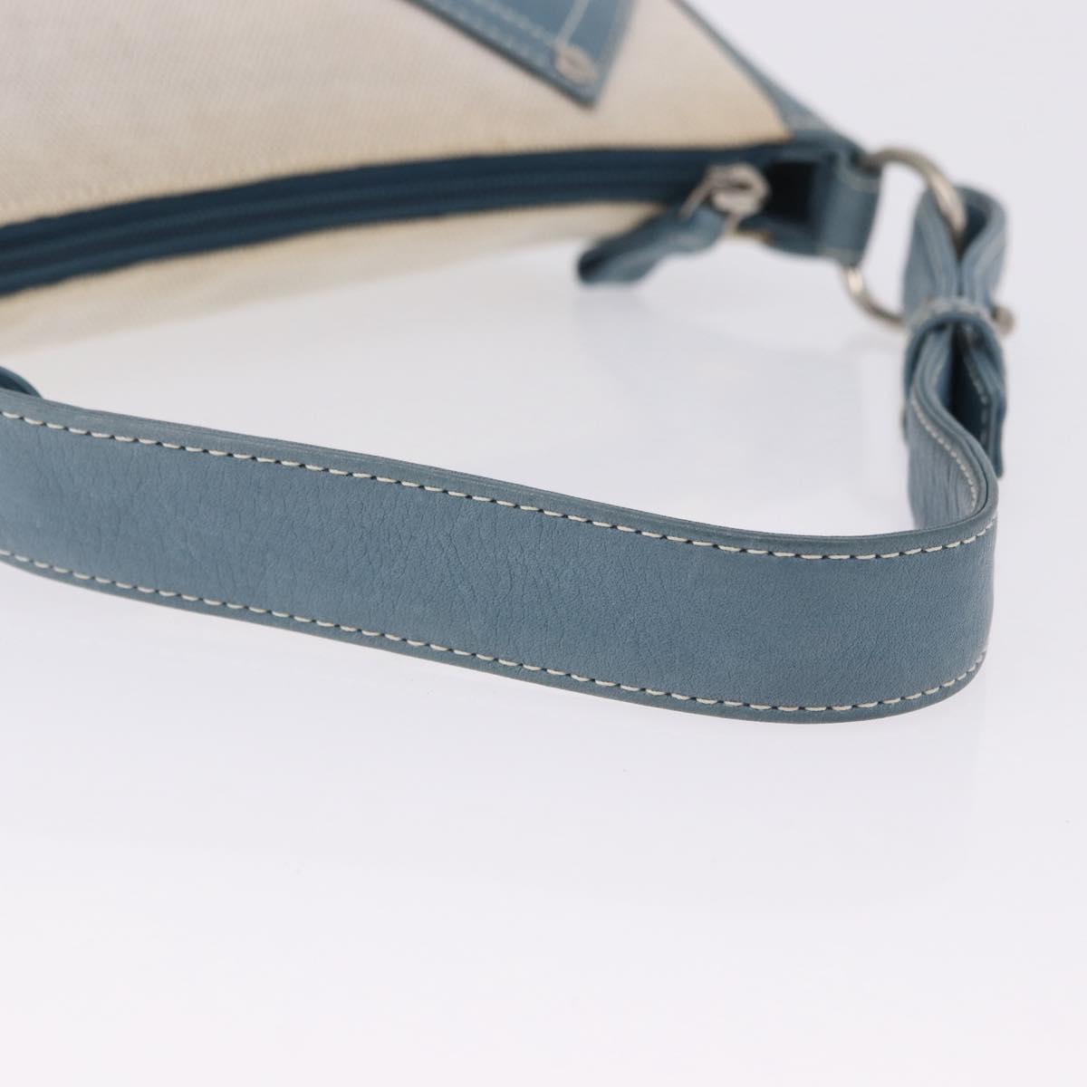 LOEWE Shoulder Bag Canvas Silver Beige Auth 200063A