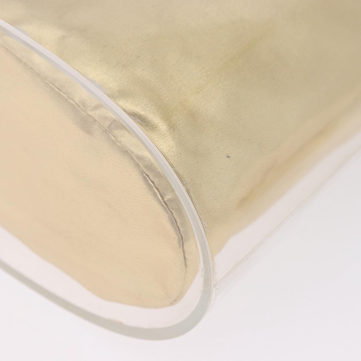 Salvatore Ferragamo Gancini Hand Bag plastic Clear Gold Auth 200065V