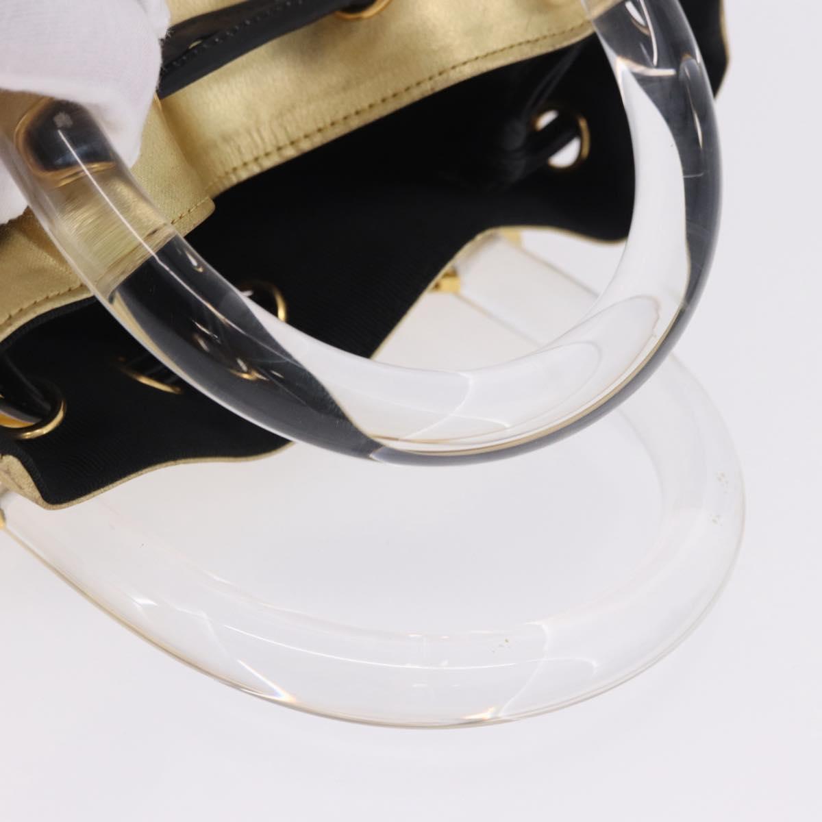 Salvatore Ferragamo Gancini Hand Bag plastic Clear Gold Auth 200065V
