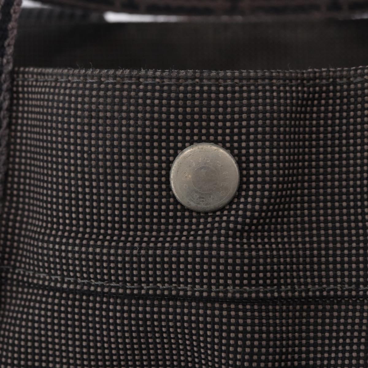 HERMES Her Line MM Hand Bag Canvas Gray Silver Auth 200067