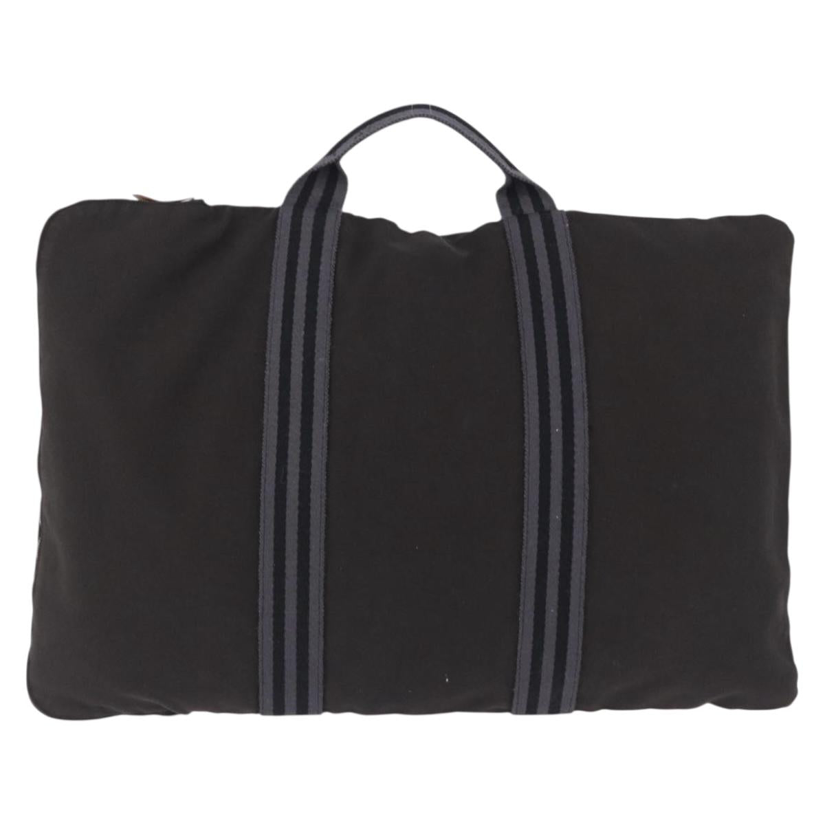 HERMES Fourre Tout Porte Documents Business Bag Canvas Gray Auth 200068A