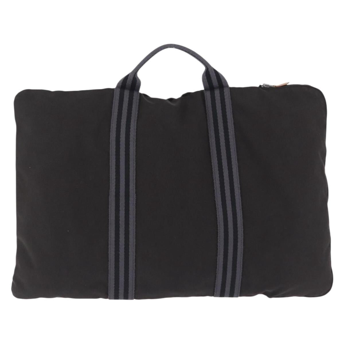 HERMES Fourre Tout Porte Documents Business Bag Canvas Gray Auth 200068A