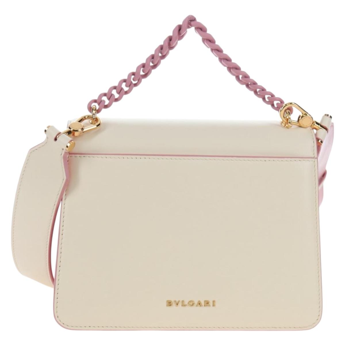 BVLGARI Serpenti Bag Hand Bag Leather 2way Ivory Gold Auth 200070SAM