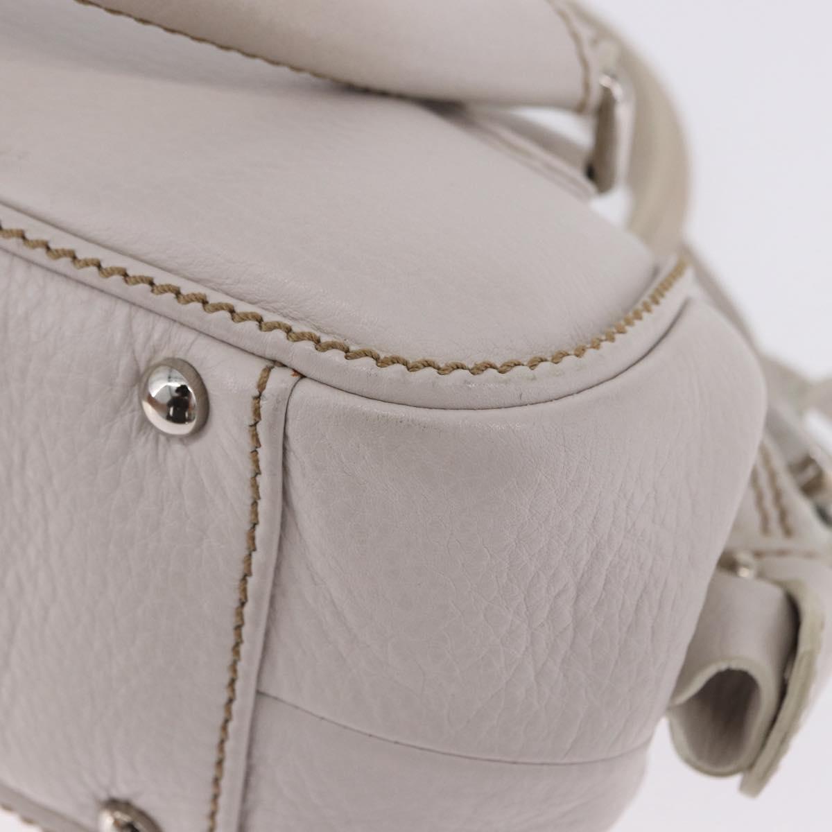 CHANEL Hand Bag Leather White Silver CC Auth 200073V