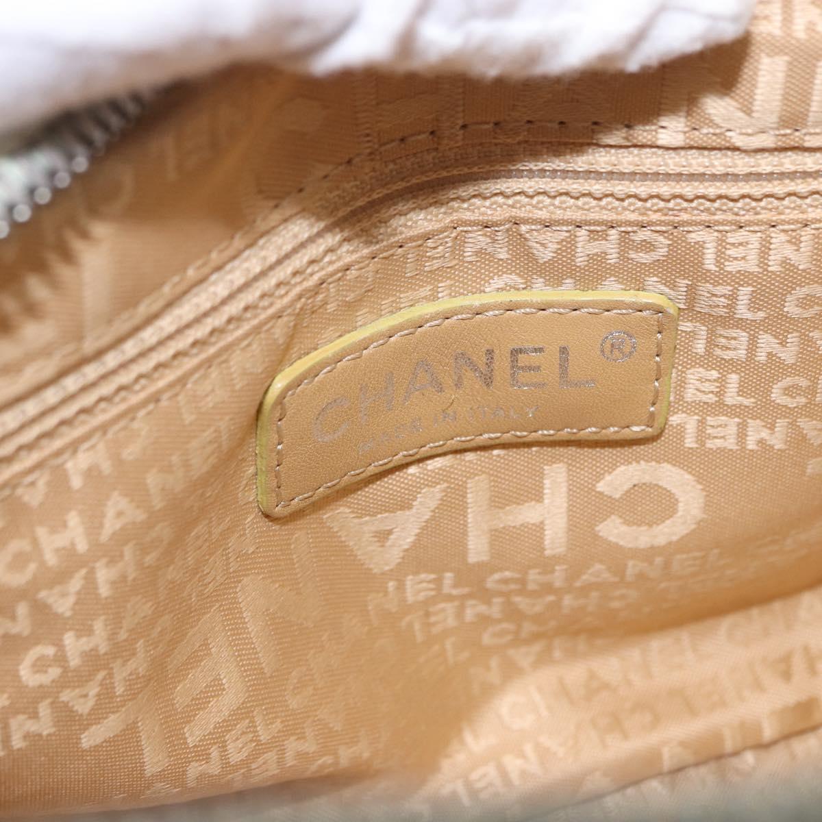 CHANEL Hand Bag Leather White Silver CC Auth 200073V