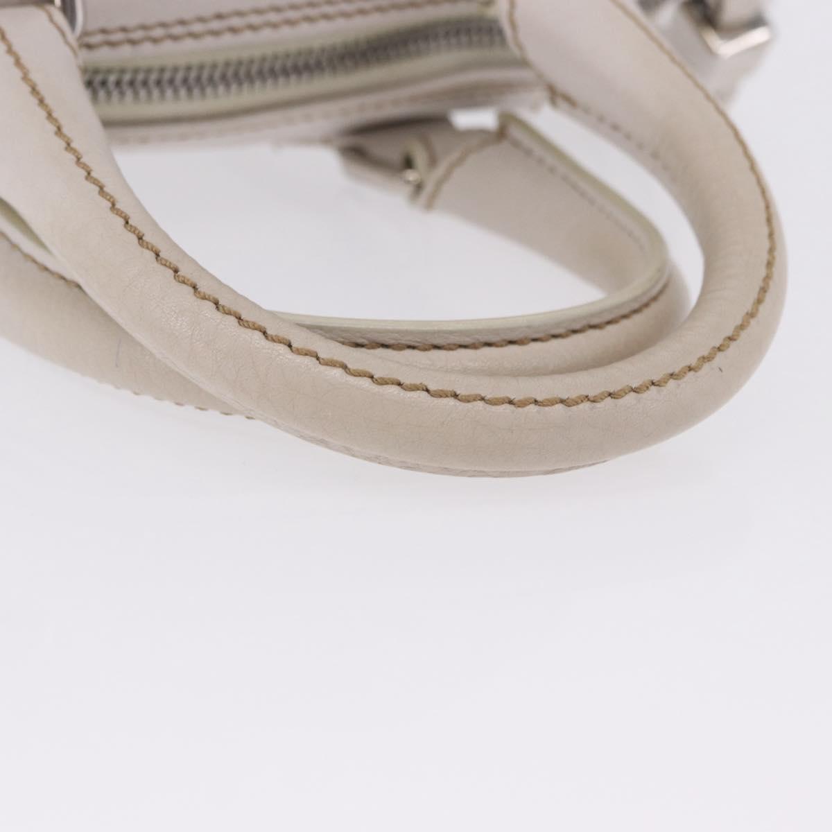 CHANEL Hand Bag Leather White Silver CC Auth 200073V