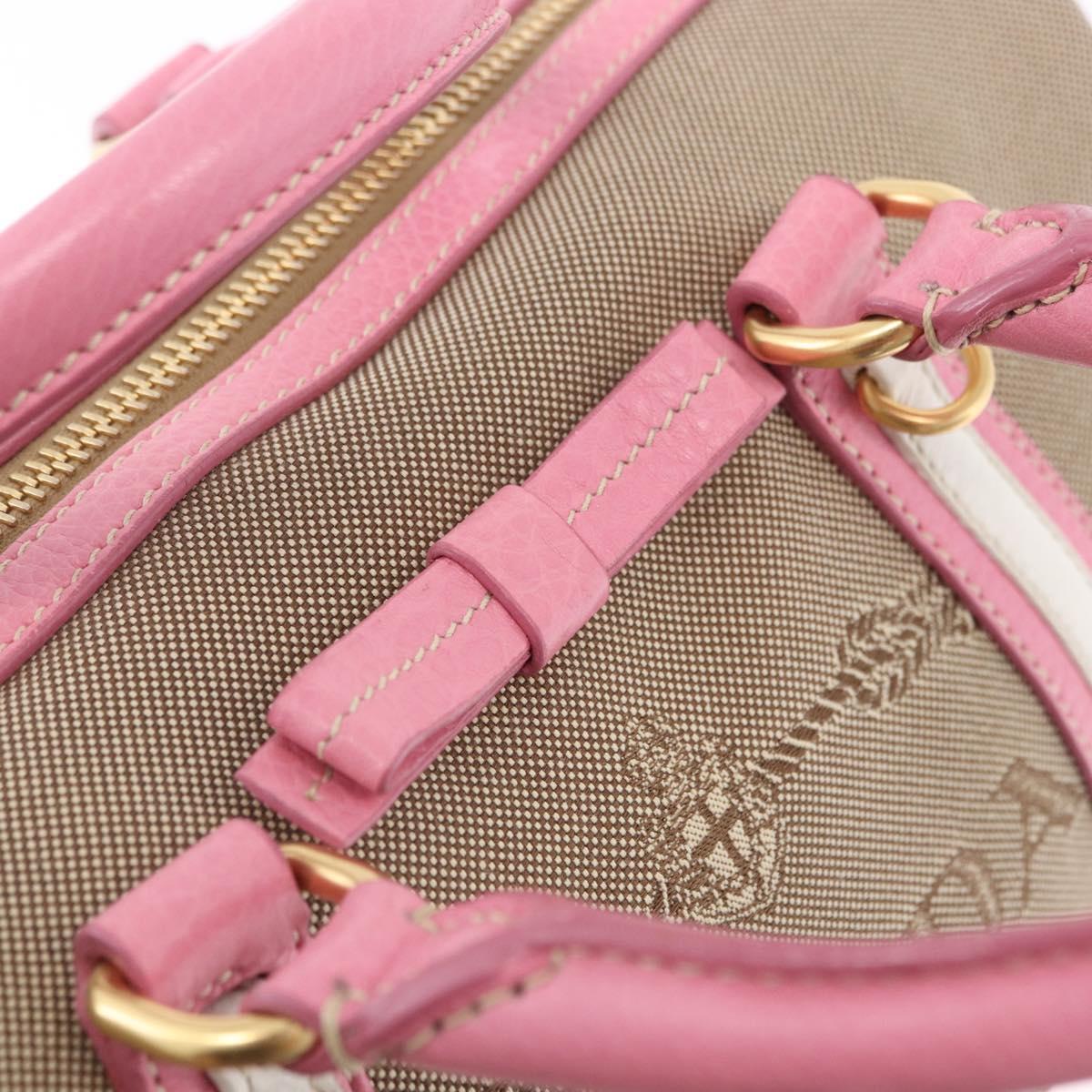 PRADA Hand Bag Jacquard 2way Beige Gold Auth 200074V