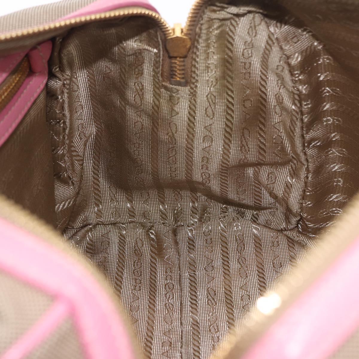 PRADA Hand Bag Jacquard 2way Beige Gold Auth 200074V