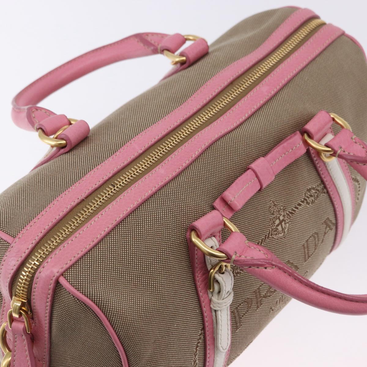 PRADA Hand Bag Jacquard 2way Beige Gold Auth 200074V