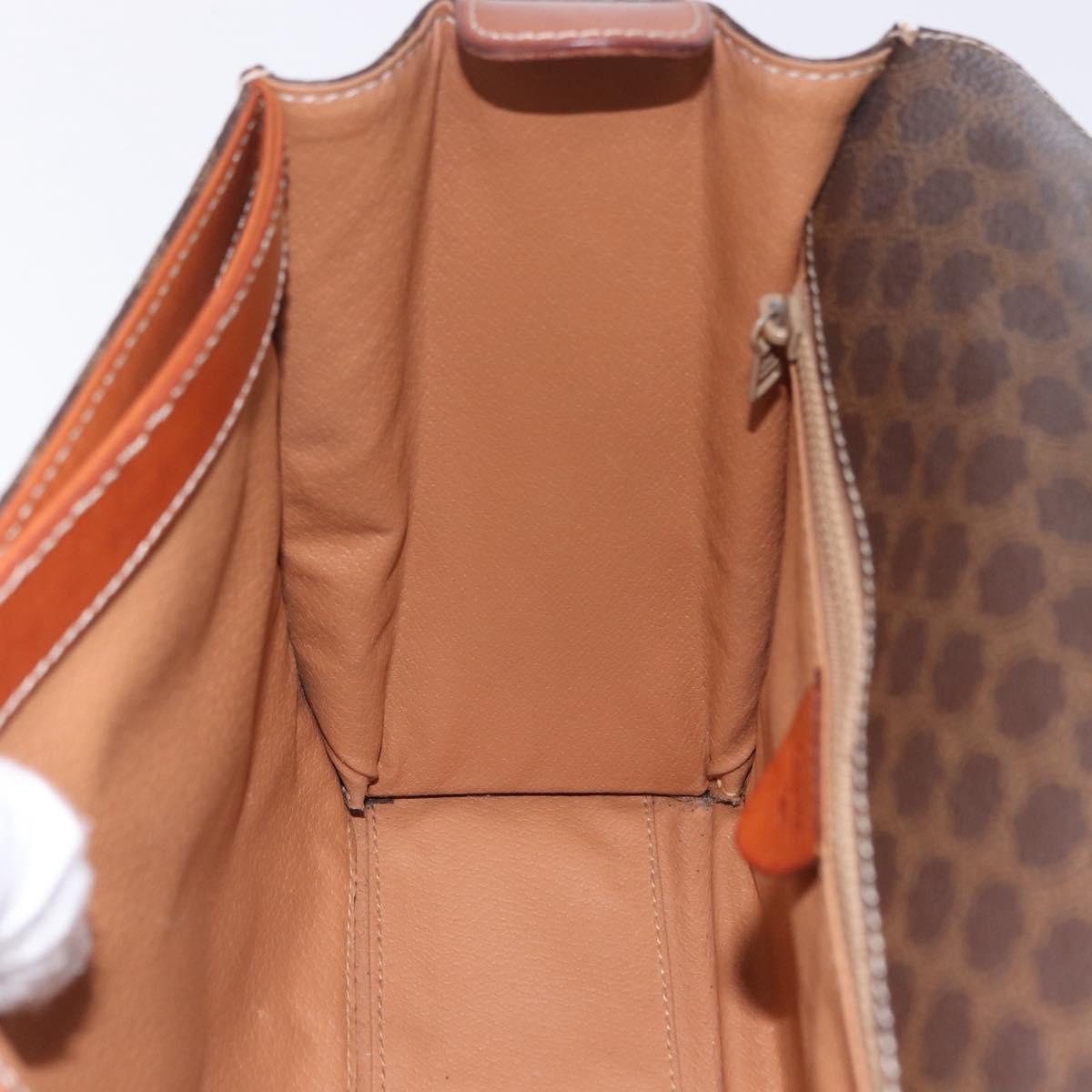 CELINE Macadam Canvas Circle Shoulder Bag PVC Leather Brown Gold Auth 200078A