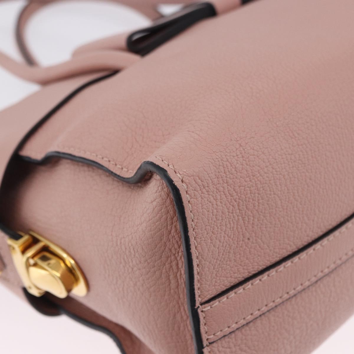 Miu Miu Hand Bag Leather 2way Pink Gold Auth 200079V