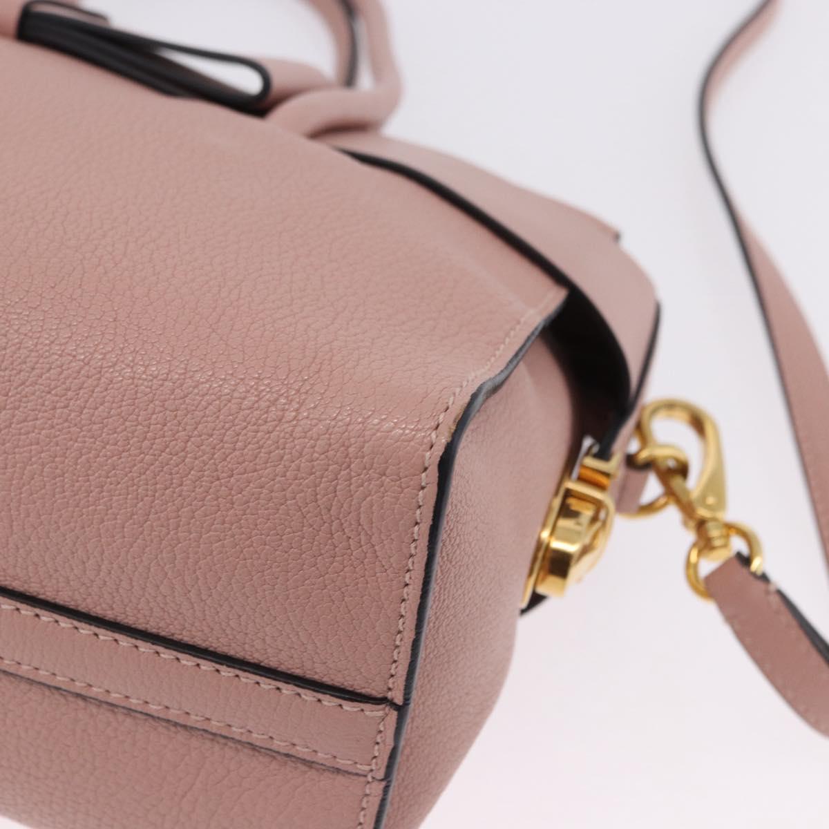 Miu Miu Hand Bag Leather 2way Pink Gold Auth 200079V