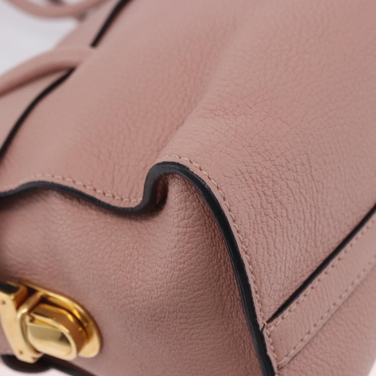 Miu Miu Hand Bag Leather 2way Pink Gold Auth 200079V