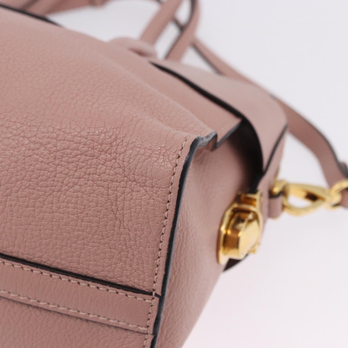 Miu Miu Hand Bag Leather 2way Pink Gold Auth 200079V