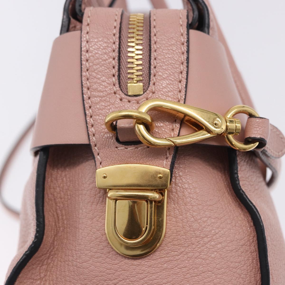 Miu Miu Hand Bag Leather 2way Pink Gold Auth 200079V