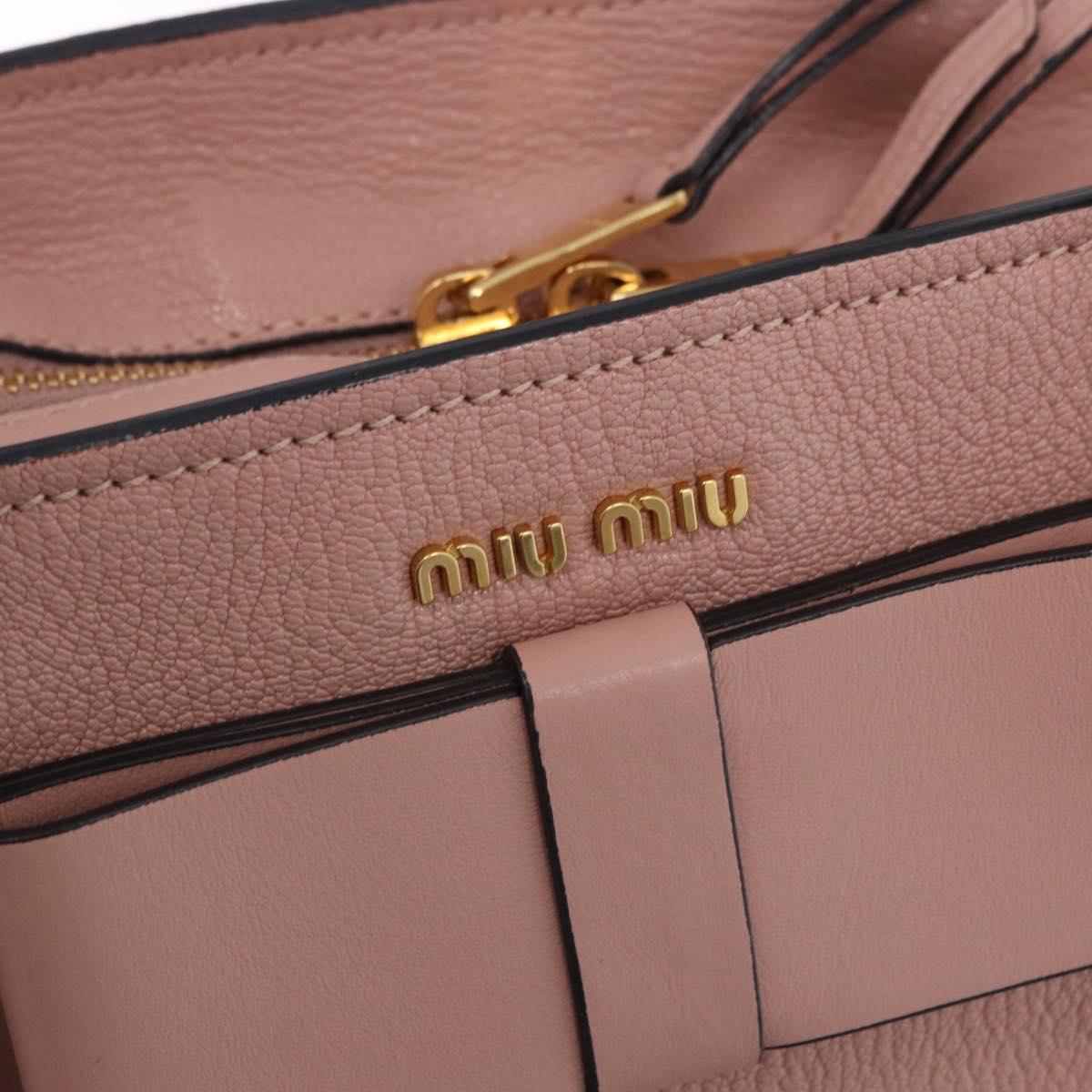 Miu Miu Hand Bag Leather 2way Pink Gold Auth 200079V