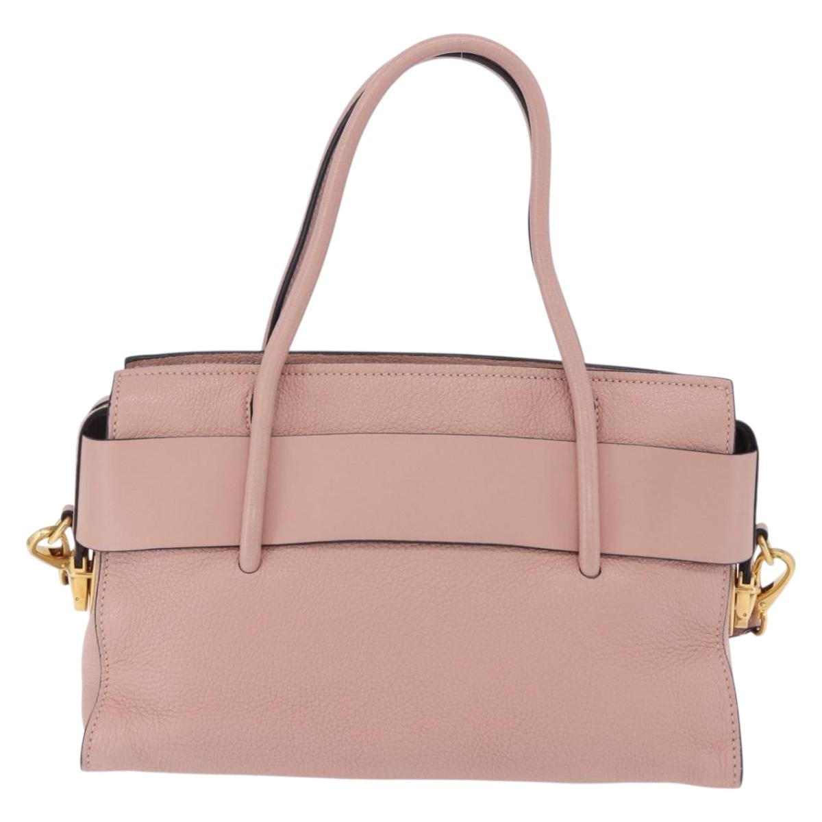 Miu Miu Hand Bag Leather 2way Pink Gold Auth 200079V