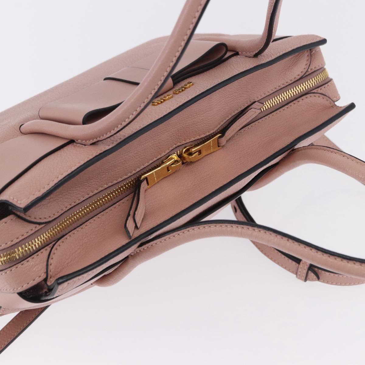 Miu Miu Hand Bag Leather 2way Pink Gold Auth 200079V