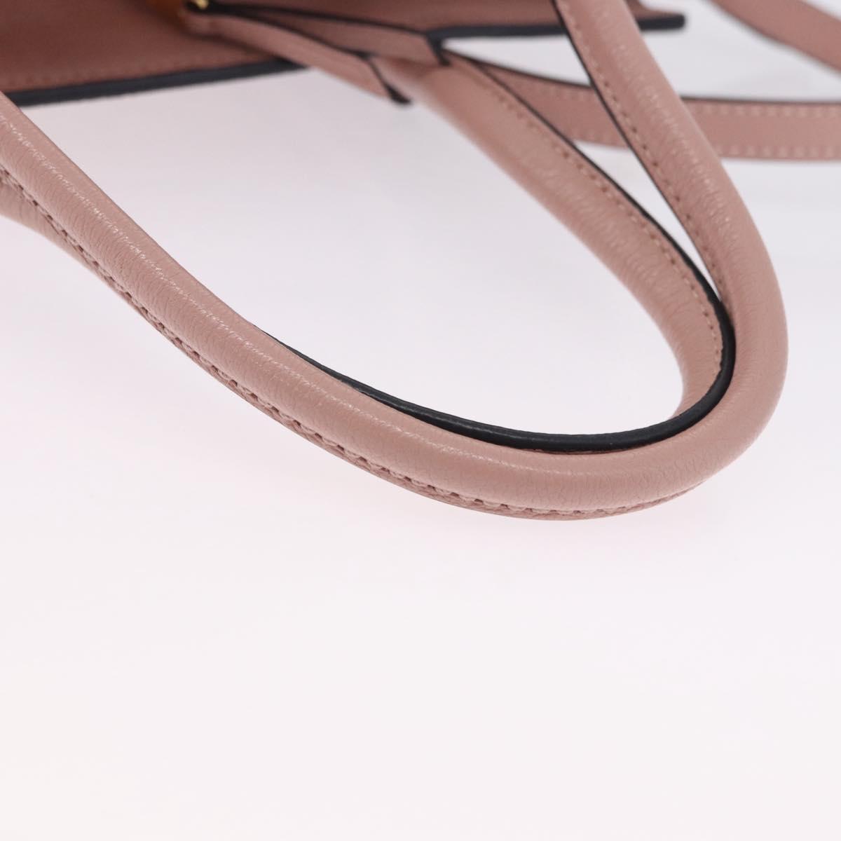 Miu Miu Hand Bag Leather 2way Pink Gold Auth 200079V