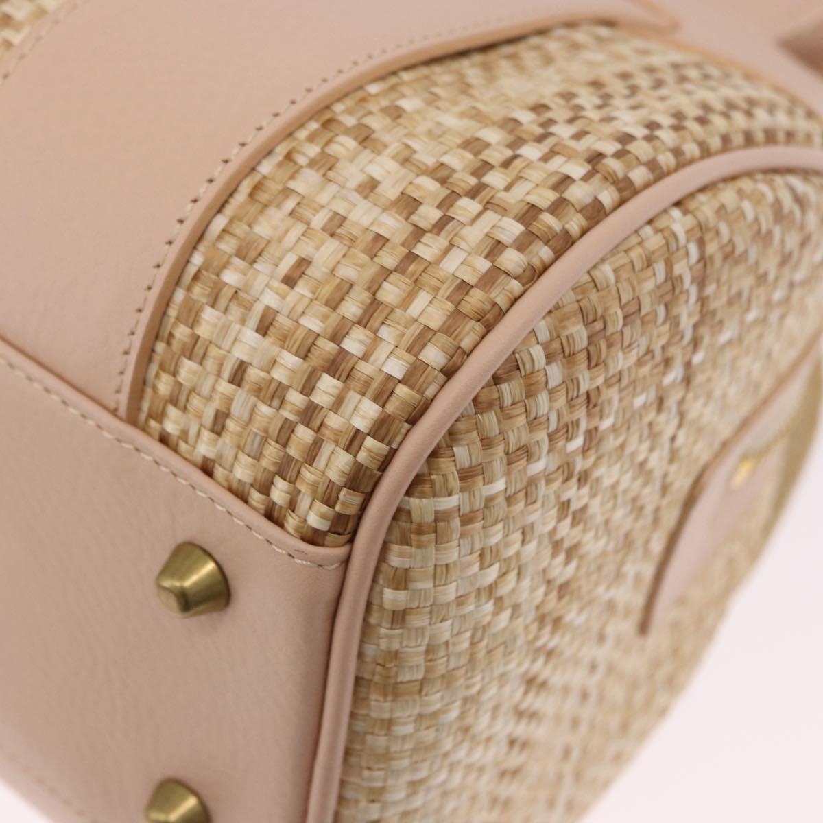 Chloe Hand Bag straw Gold Beige Auth 200083