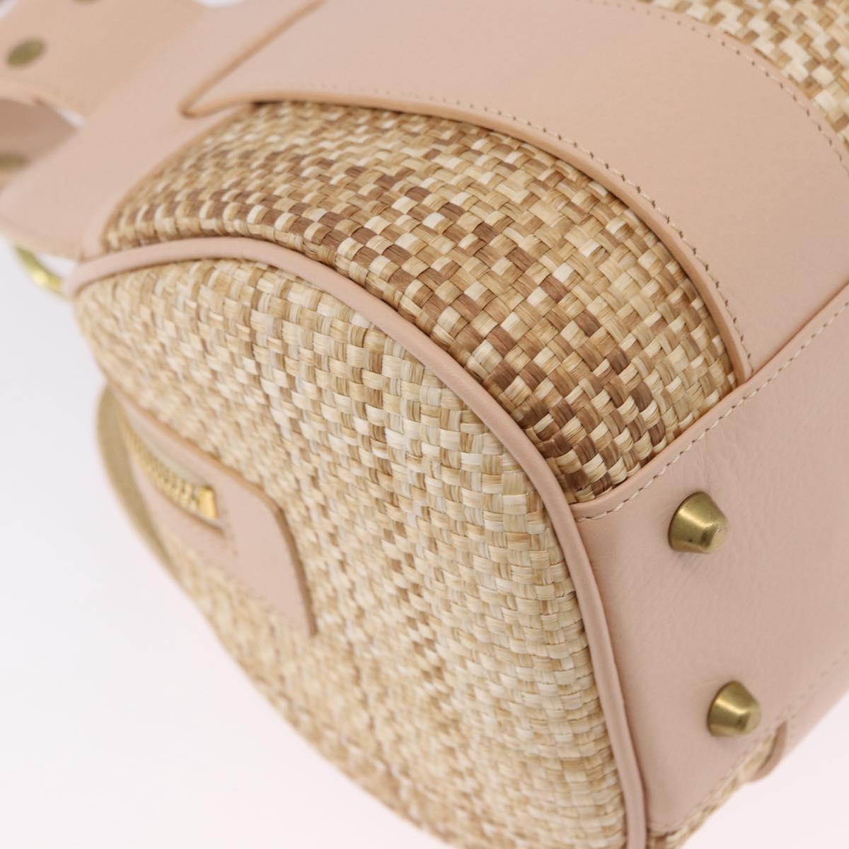Chloe Hand Bag straw Gold Beige Auth 200083