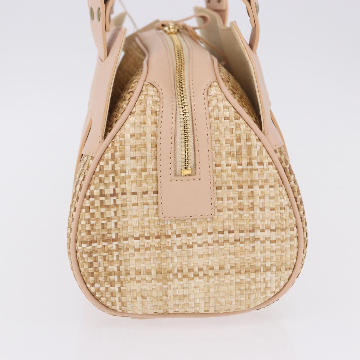 Chloe Hand Bag straw Gold Beige Auth 200083