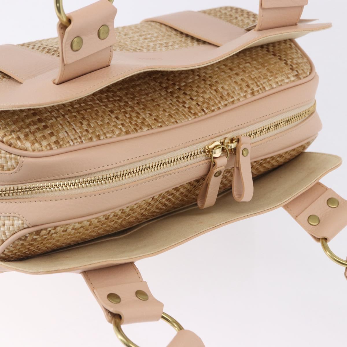 Chloe Hand Bag straw Gold Beige Auth 200083