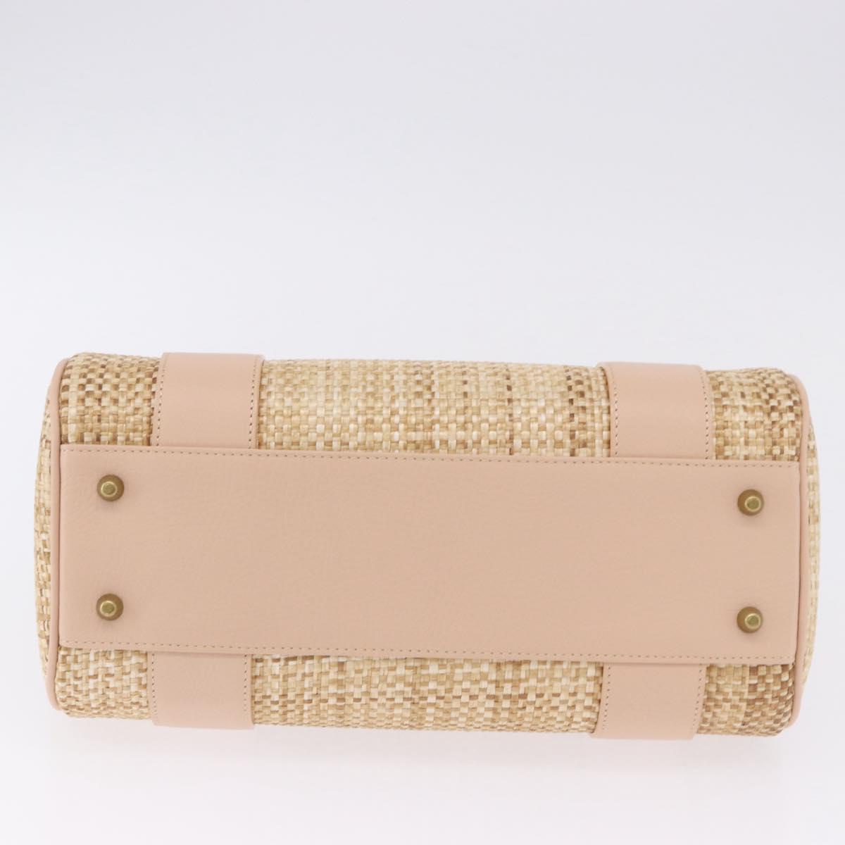 Chloe Hand Bag straw Gold Beige Auth 200083