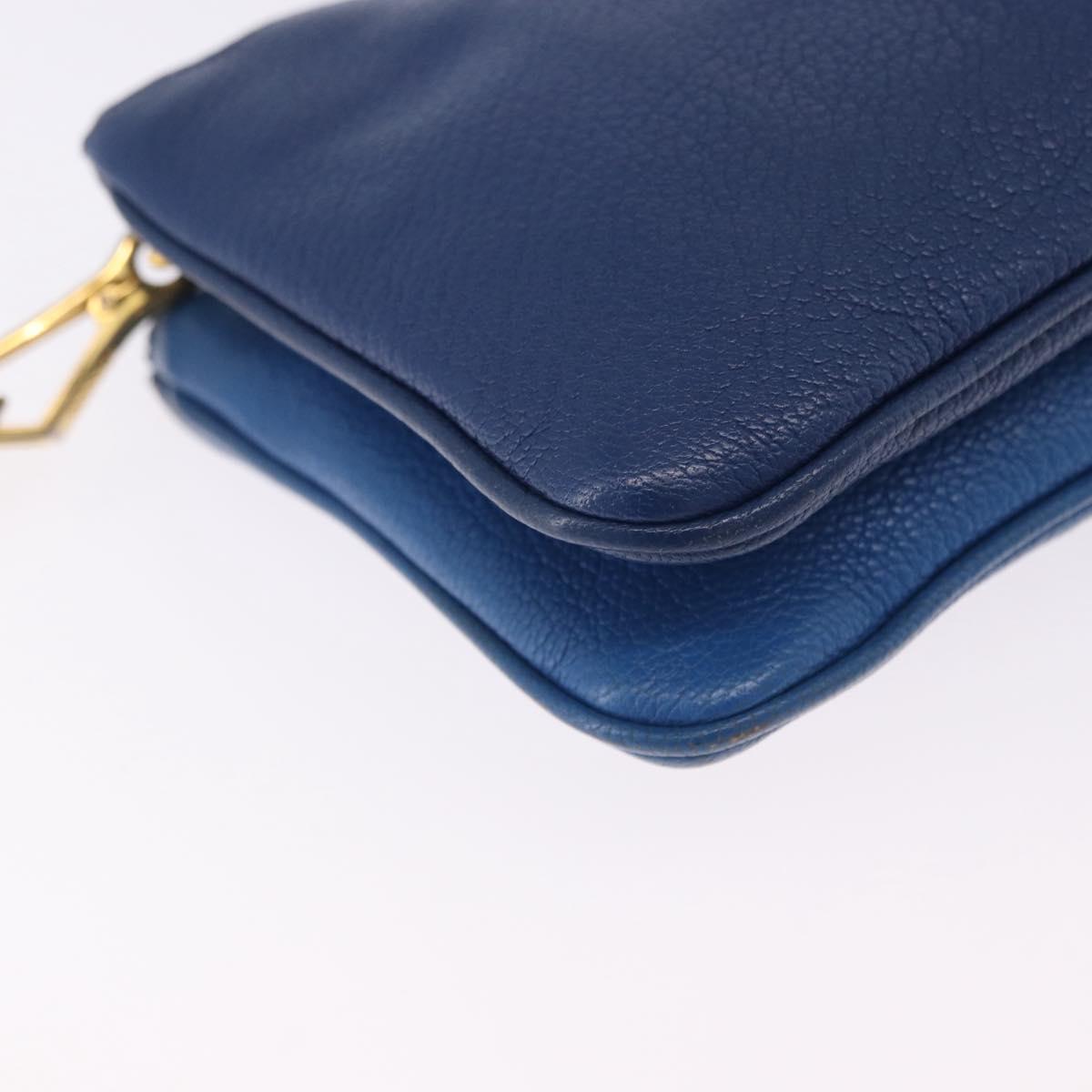 Miu Miu Shoulder Bag Leather Blue Gold Auth 200087A
