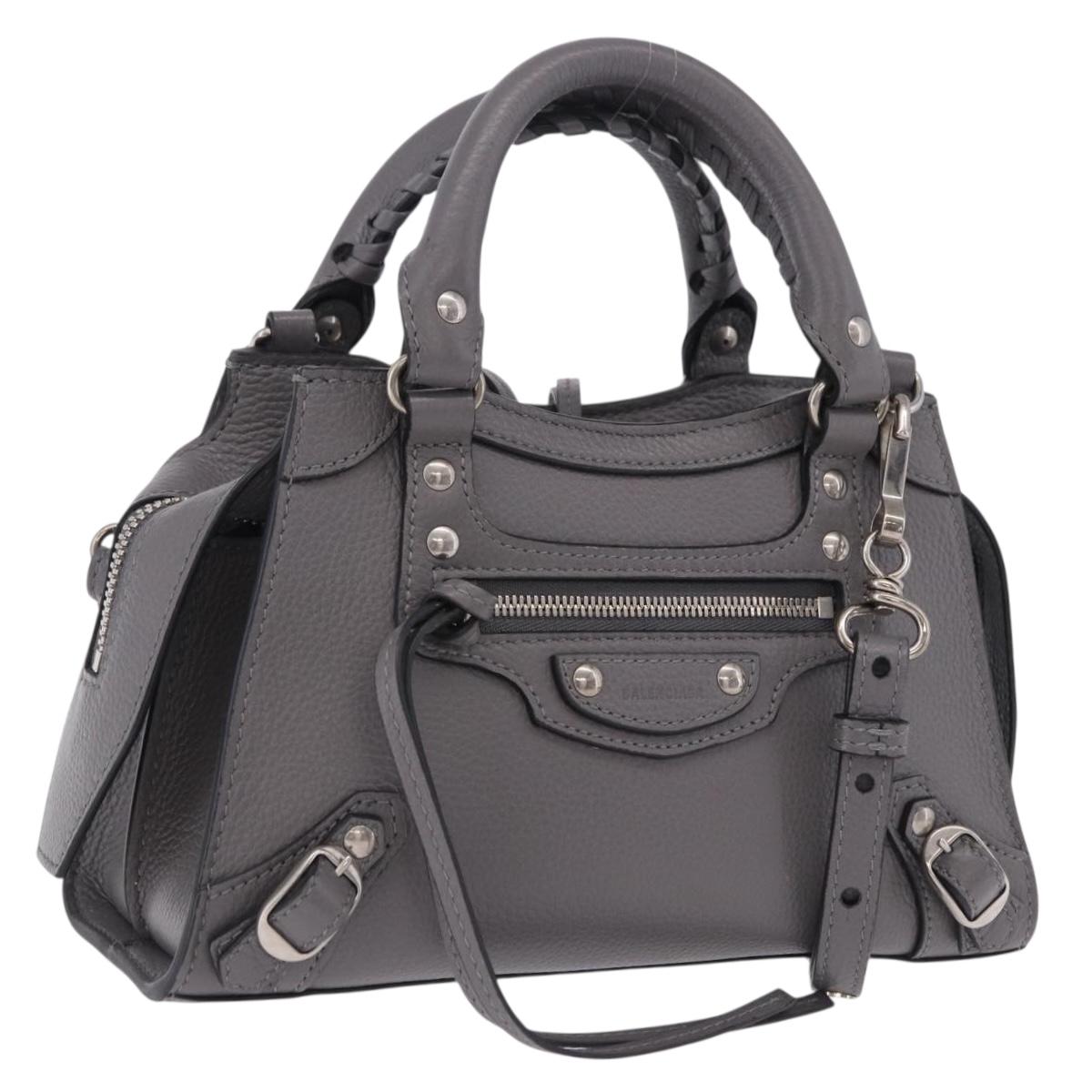 BALENCIAGA Neo Classic City Mini Bag Leather 2way Gray 638524 Auth 200088SAM