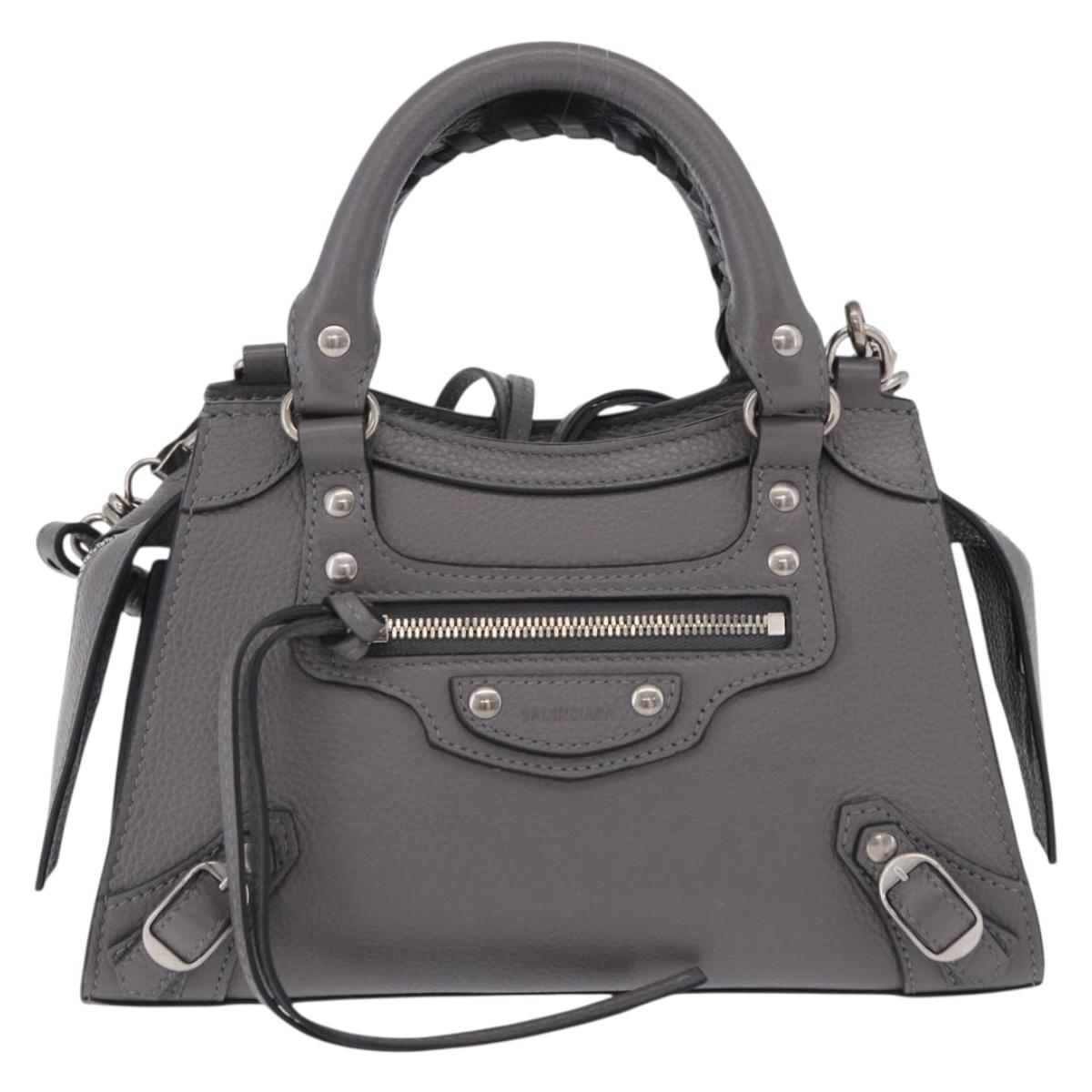 BALENCIAGA Neo Classic City Mini Bag Leather 2way Gray 638524 Auth 200088SAM