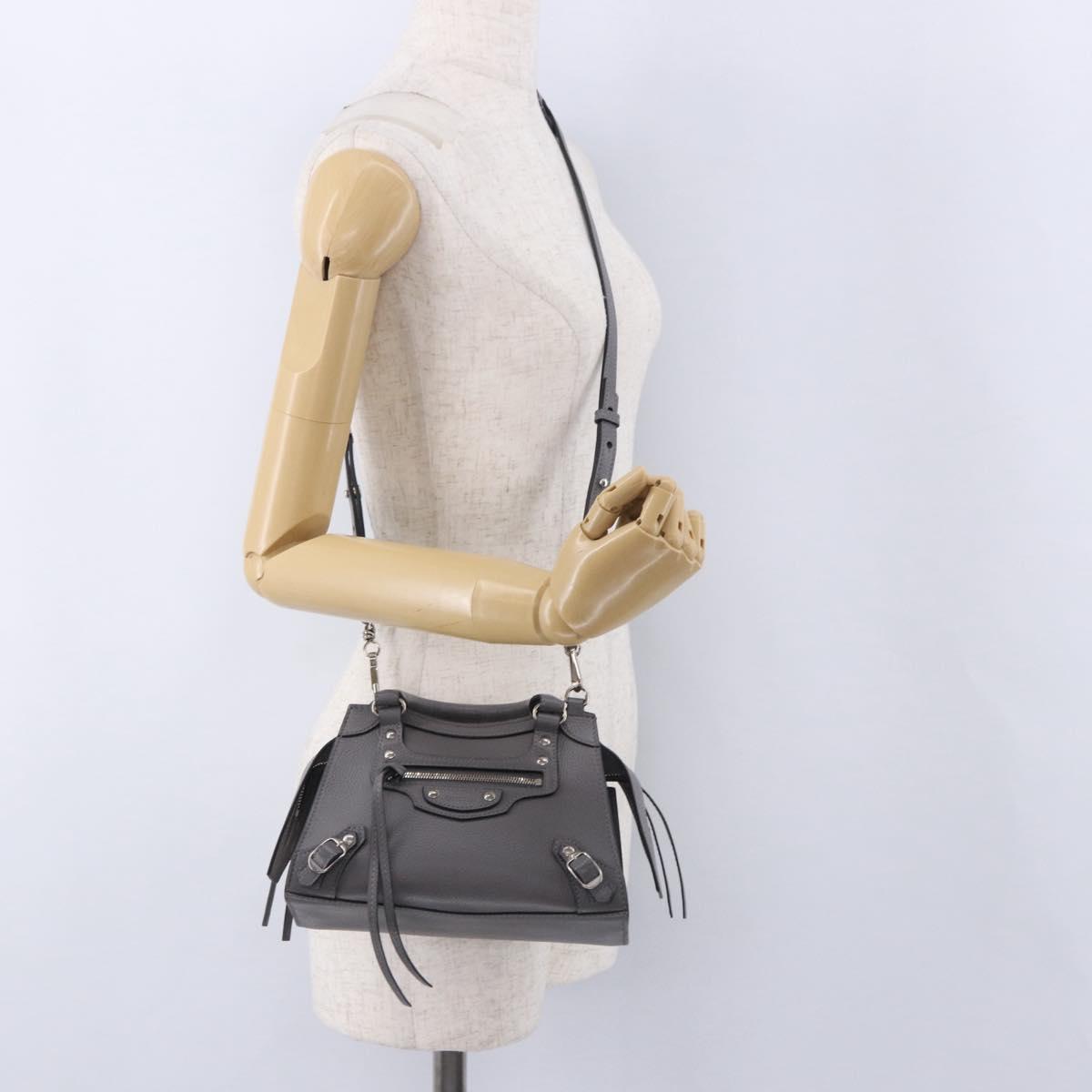 BALENCIAGA Neo Classic City Mini Bag Leather 2way Gray 638524 Auth 200088SAM
