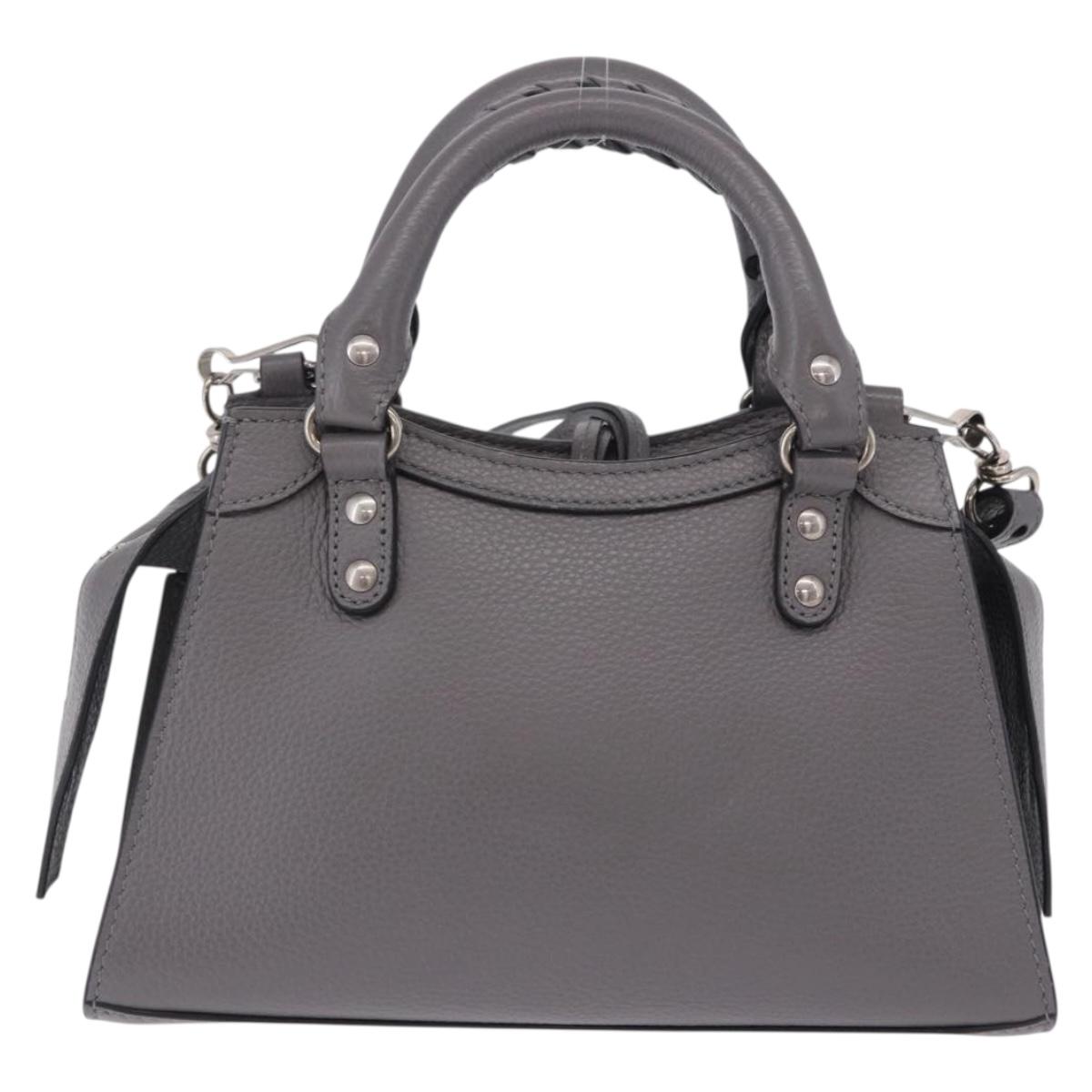 BALENCIAGA Neo Classic City Mini Bag Leather 2way Gray 638524 Auth 200088SAM