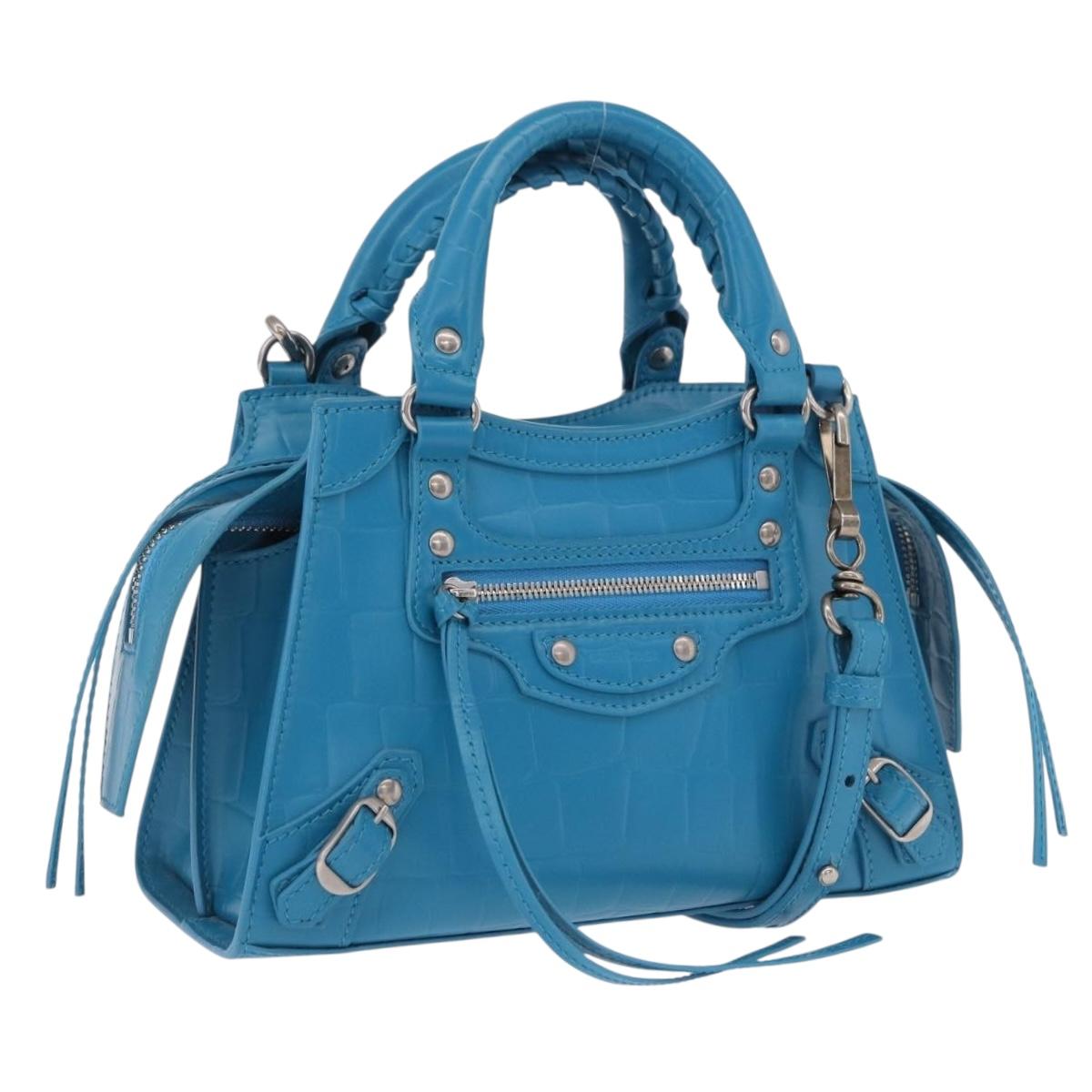 BALENCIAGA Neo Classic City Mini Bag Leather 2way Blue 638524 Auth 200089SAM