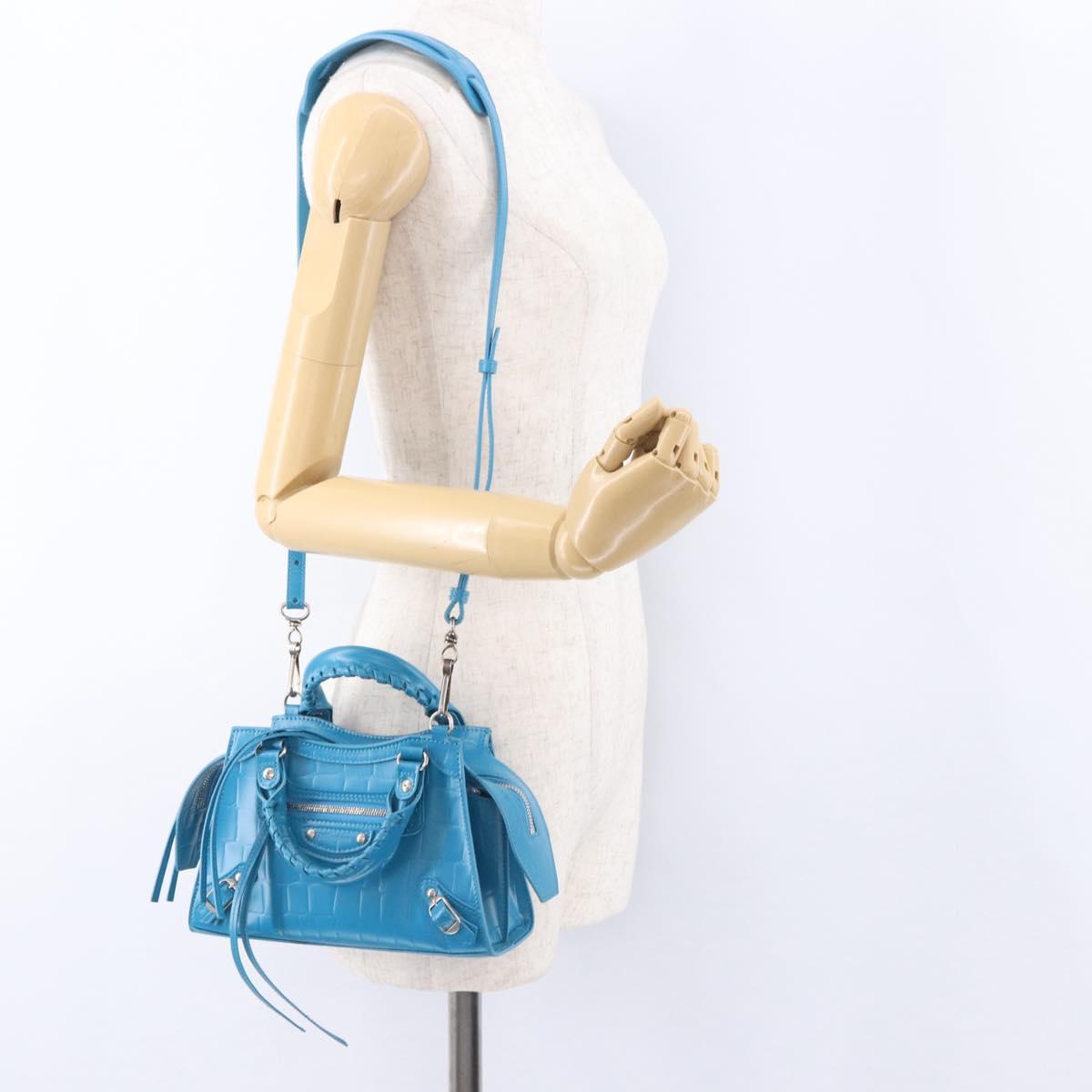 BALENCIAGA Neo Classic City Mini Bag Leather 2way Blue 638524 Auth 200089SAM