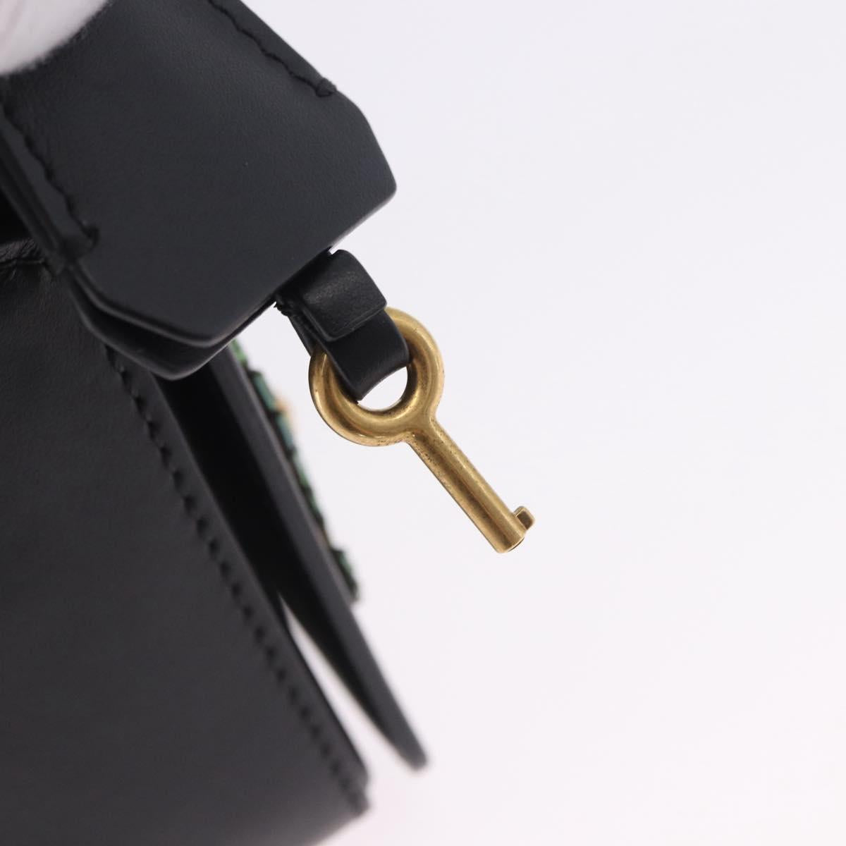 VERSACE Medusa Chain Shoulder Bag Leather Black Gold Auth 200090M